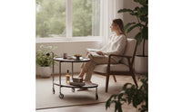 Rolling Side Table 2-Tier Side Table with Wheels Compact Storage Cart with Wheels for Living Room, Bedroom, Reading Corner