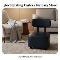 360° Swivel Wheels Padded Caster Chair with Backrest Easy to Clean Wheeled Stool with Backrest Scratch Resistant Mobile Seat High Load Capacity for Seniors, Children, Homemakers, Entryway, Living Room, Bedroom, Office