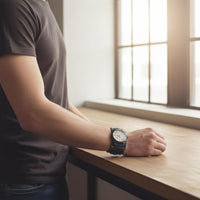 PU Wrist Watch Vintage Cuff Watch Analog Movement Jewelry for Men, Streetwear