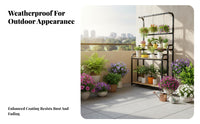 Floor-Standing Multi-Tier Plant Ladder Freestanding Display Stand Sturdy Construction Home Furnishing Space-Saving for Gardeners, Apartment Dwellers, Homeowners, Balcony, Indoor, Living Room, Bedroom