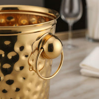 Hammered Stainless Steel Ice Bucket Easy to Gleaming Metal Champagne Bucket Cooling Stainless Steel Beverage Chiller for Restaurants, Party