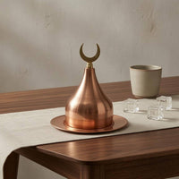 Copper Sugar Bowl Matching Tray Copper Sugar Dish Seasoning Container Bell-Shaped Storage Jar Antique Design