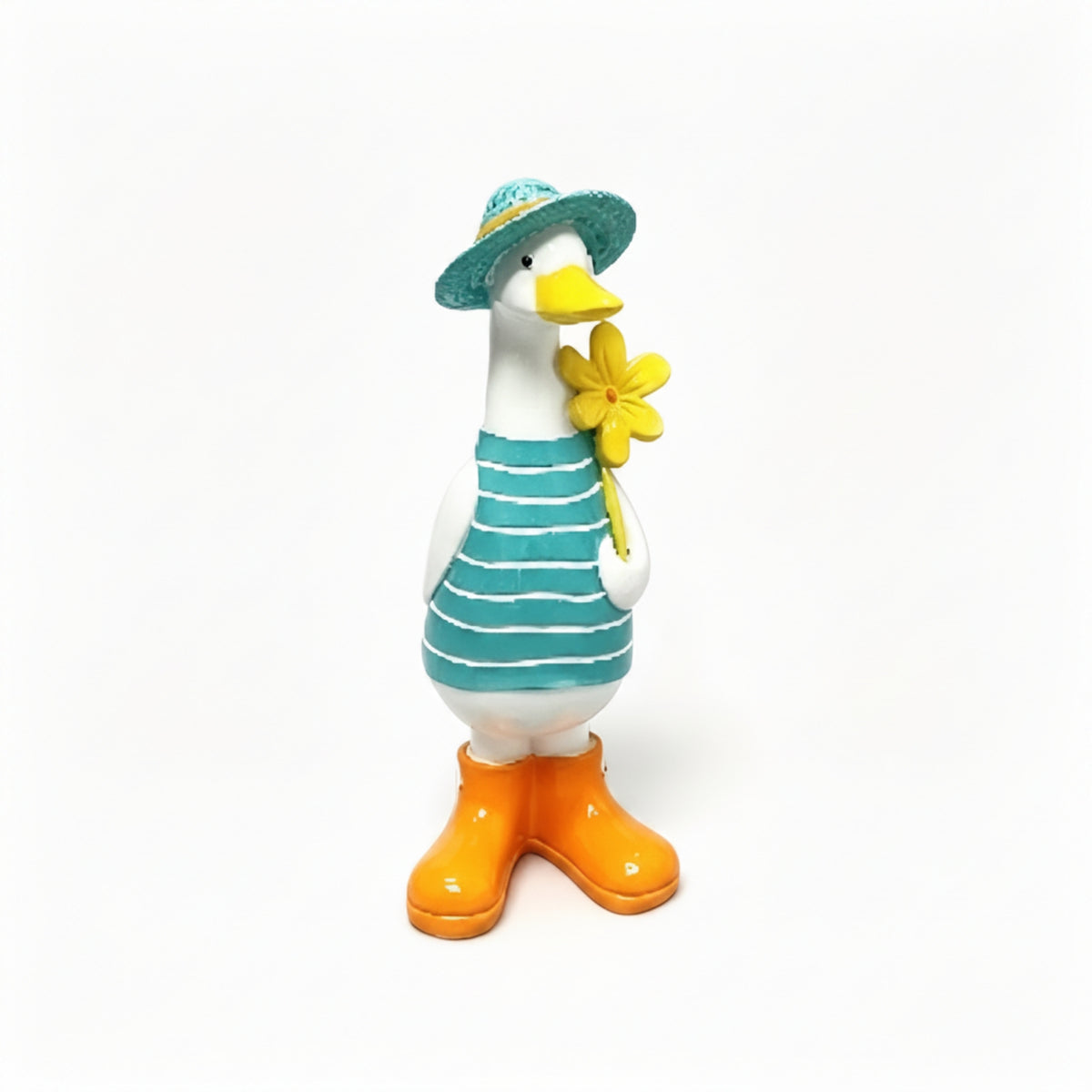 Resin Duck Figurine with Hat Cute Duck Figurine Cartoon Decor Whimsical for Desk, Bookshelf, Bedside Table