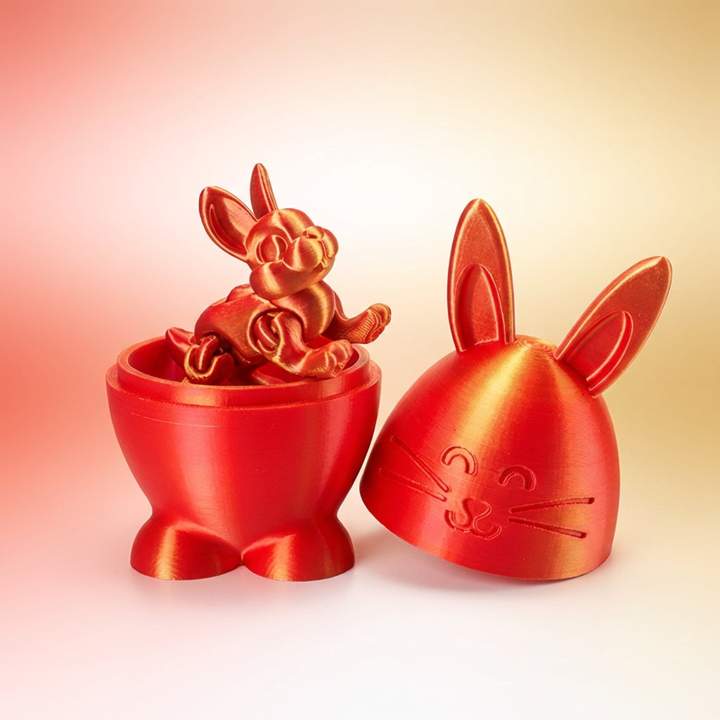 Easter Decor 3D Printed Articulated Bunny Easter Bunny Figurine Jointed Bunny Figurine for Kids, Bookshelf, Mantel, Living Room