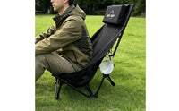 Portable Camping Recliner Wide Backrest Folding Lounge Chair Aluminum Alloy Frame Folding Camp Chair for Fishing, Barbecue