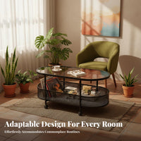 Compact Design 2-Tier Rolling Trolley Lightweight 2-Tier Oval Trolley Table Small Footprint Mobile Storage Modern Design for Apartment Dwellers, Homeowners, Office Workers, Living Room, Bedroom, Kitchen, Balcony
