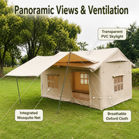 Inflatable Tent, 3-4 Person Air Tent with Instant Setup, Oxford Cloth Camping Tent with Living Area & Skylight, Sandy