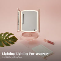 light-emitting diode Fill Light Lighted Makeup Mirror Portable Design Lighted Cosmetic Mirror Adjustable Angle glamour Accessory rotate Rotation for Women, Teen Girls, Students, Dorm Room, Dressing Table, Bedroom, Travel