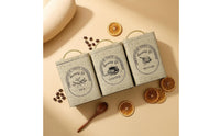 3 Pieces Coffee Can Vintage Style Tea Tin Square Kitchen Storage