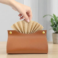 Tissue Box Holder for Home Office and Car, Leather Napkin Holder with Snap Closure, Dustproof Multi-purpose Tissue Boxes, Light Luxury Style