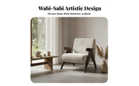 Wabi-Sabi Inspired V-Leg Armchair Designer Design Accent Chair Retro Aesthetic Lounge Seat Textured Textile for Design Enthusiasts, Interior Designers, Living Room, Bedroom, Reading Nook, Office