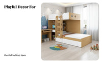Bunk Bed Desk Wardrobe Combo Space-Saving Staggered Loft Bed Set Multifunctional Bedroom Furniture for Students, Parents, Small Apartment, Dorm Room
