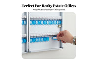 Lockable Wall-Mounted Key Cabinet Numbered Hooks Wall-Mounted Key Safe High Capacity Lock Box Easy Installation for Property Managers, Property Management Estate Agents, Car Dealership, School, Warehouse, Garage