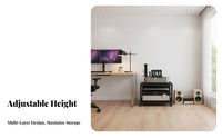 With Rolling Casters High-Fidelity Amplifier Rack Steel and Wood Construction Multi-Tier Amplifier Stand Heavy Duty Adjustable High-Fidelity Equipment Shelf Modern Design for Audiophiles