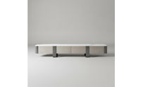 TV Cabinet with Mineral Slab Surface Sleek TV Cabinet Low-Profile Media Console for Living Room