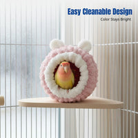 Bird Shelter, Plush Thick Warm Bird House, Winter Sleeping Bed for Budgie, Cockatiel, Lovebird, Parrot, Cleanable, Random Color