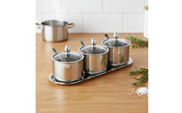 Stainless Steel Seasoning Container Set Dishwasher Safe Kitchen Countertop Seasoning Organizer for Dining Table