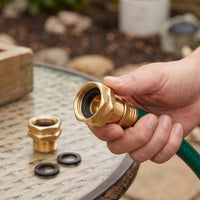 2 Pieces Leak-Leakproof Brass Garden Hose Adapter Hex-Shaped Garden Hose Adapter Threaded Female Connector Heavy Duty for Gardeners, Homeowners, Lawn Watering, Patio
