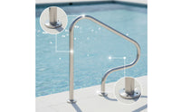 Corrosion-Resistant Stainless Steel Pool Handrail Heavy Duty Pool Handrail with Mounting Bases Secure Grab Stable for Swimmers