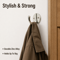 Polished Zinc Alloy Wall Hooks, Single Hook Key Holder, Screw Mount for Coat Hat Robe, 3-5kg Capacity