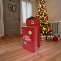 Christmas Mailbox Decorative Wall-Mounted Mailbox Post Box Festive Decorations Red for Entryways, Party Displays