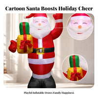 Printed and Sewn Santa with Gift Bag Smooth Inflated Panels Inflatable Santa Father Christmas Raised Arm Holiday Decoration