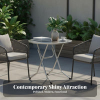 Stainless Steel Folding Table Foldable Design Industrial Design Folding Chair Commercial Grade Portable Metal Dining Table for Homeowners, Events
