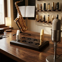 Maple Wood 8-Slot Mouthpiece Stand Wooden Sax Mouthpiece Display Stand Stable Base Music Accessory for Practice Room, Instrument Shop