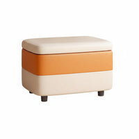 Multi-Functional Storage Ottoman sturdy Wood Legs Upholstered Storage Cube Comfortable Padded Top Household Furniture Space-Saving Design for Apartment Dwellers, Interior Designers, Entryway, Living Room, Bedroom, walk-through Closet