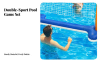 Interactive Fun Pool Volleyball and Basketball Combo Easy to Inflate Pool Volleyball Basketball Set Portable for Family, Summer, Lake, Beach