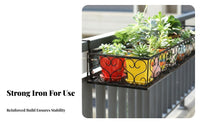 Easy to Hang Balcony Railing Box Space-Saving Design Hanging Planter Decorative Scrollwork plant Pot Holder Detachable fasteners for Garden lovers, Apartment Dwellers, Home Decorators, window ledgesill, Indoor, Fence, Patio