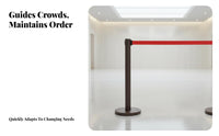 Weighted Base Retractable Belt Stanchion Heavy Duty Stainless Steel Stanchion 4-Way Connection Retractable Belt Barrier for Event Organizers, Security Personnel, Business Owners, Airports, Events, Exhibitions, Hotels