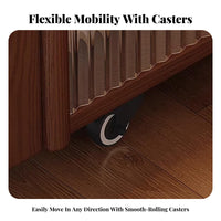 Vintage Design Wheeled End Table with Magazine Holder Space-Saving Design Mobile Storage Unit Sturdy Construction Indoor Furniture Polished Rounded Corners for Small Apartment Dwellers, Homeowners, Students, Living Room, Bedroom, Home Office