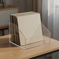 Vinyl Record Rack Clear Handles Portable Design for Media Shelf
