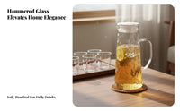 9 Pieces Large Capacity Cold Water Jug Set with Glasses and Tray Heat Resistant Glass Pitcher and Cups Set Built-in Filter Lid for Families