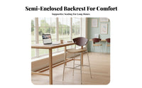 Integrated Footrest Wooden Bar Stool with Woven Backrest Ergonomic Design Counter Chair Easy to Clean Seating Furniture Padded Seat for Cafe Owners, Homeowners, Interior Designers, Hotel Front Desk, Restaurant, Kitchen Island