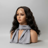 Female Manikin Head with Shoulders Pierced Ears Realistic Mannequin Head with Shoulders Solid Jewelry Display Mannequin for Salon