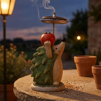 Hedgehog Incense Holder Hand-Painted Garden Incense Ornament Hedgehog Ash Tray Textured Cartoon Style for Courtyard, Outdoor
