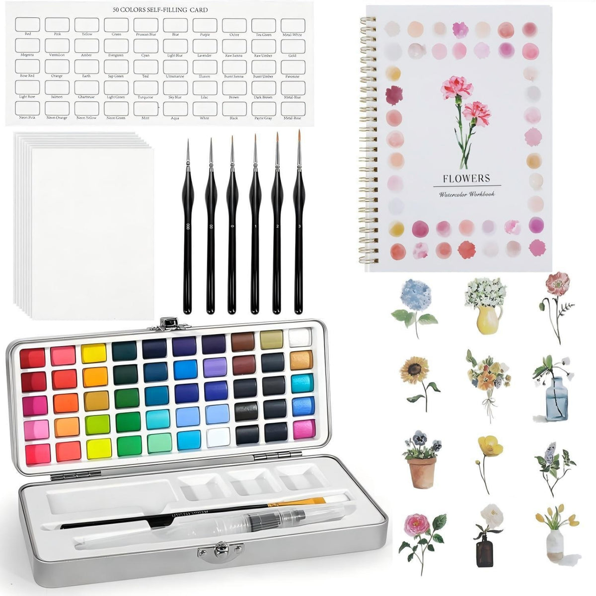 Beginner-Friendly Watercolor Workbook with Paint Case Allcomplete Watercolor Painting Kit with Paper Easy to Use Book Compact for Classroom