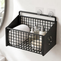 Wall-Mounted Punch-Free Iron Mesh Storage Basket for Bathroom & Cosmetics