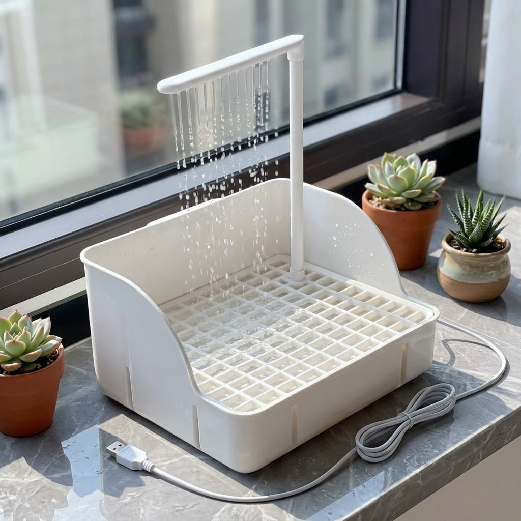 Automatic Bird Bath with Shower, Portable Pet Bird Bath and Bird Shower Basin, Waterfall Shower Tray for Parrot Cockatiel Budgie
