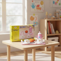 Creative Building Toy Breakfast Set Educational Wooden Tea Set Colorful Tea Party Playset Social Skills for Toddlers, Playroom, Daycare