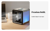 Portable Air Conditioner Fan Cools & Humidifies Desktop Air Chiller Three Settings USB Personal Space Chiller for Students, Office, Dorm Room