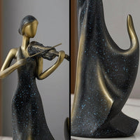 Violinist Vino Bottle Holder Tabletop Violin Vino Rack Sculptural Decor for TV Cabinet
