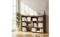 Wood-Grain Desktop Bookshelf Modular Desk Bookshelf Open Desktop Organizer Shelf Space-Saving for Students, Professionals, Study Corner, Reading Nook
