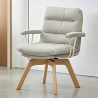 High-Back PU Leather Office Chair Cushioned Office Chair with Padded Arms Ergonomic Adjustable for Telecommuting Workers, Adults, Students, Study Room, Bedroom