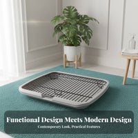 Indoor Pet Toilet Keeps Paws Clean Dog Toilet Tray with Grate Puppy Housebreaking Tray Non-Slip Dog Litter Pan with Mesh