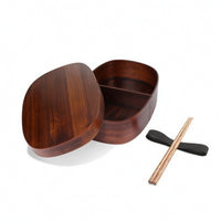 Wooden Bento Box Traditional Container Natural for Office Workers, Students