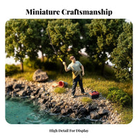 1/64 Fishing Figure Collectible 1/64 Scale Fishing Figure Dynamic Poses Miniature Fisherman Model for Collectors, Hobbyists