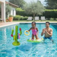 Easy to Inflate Inflatable Loop Toss Game Compact Loop-Toss Toy with Four Rings Portable Water-Play Tossing Game Waterproof for Families